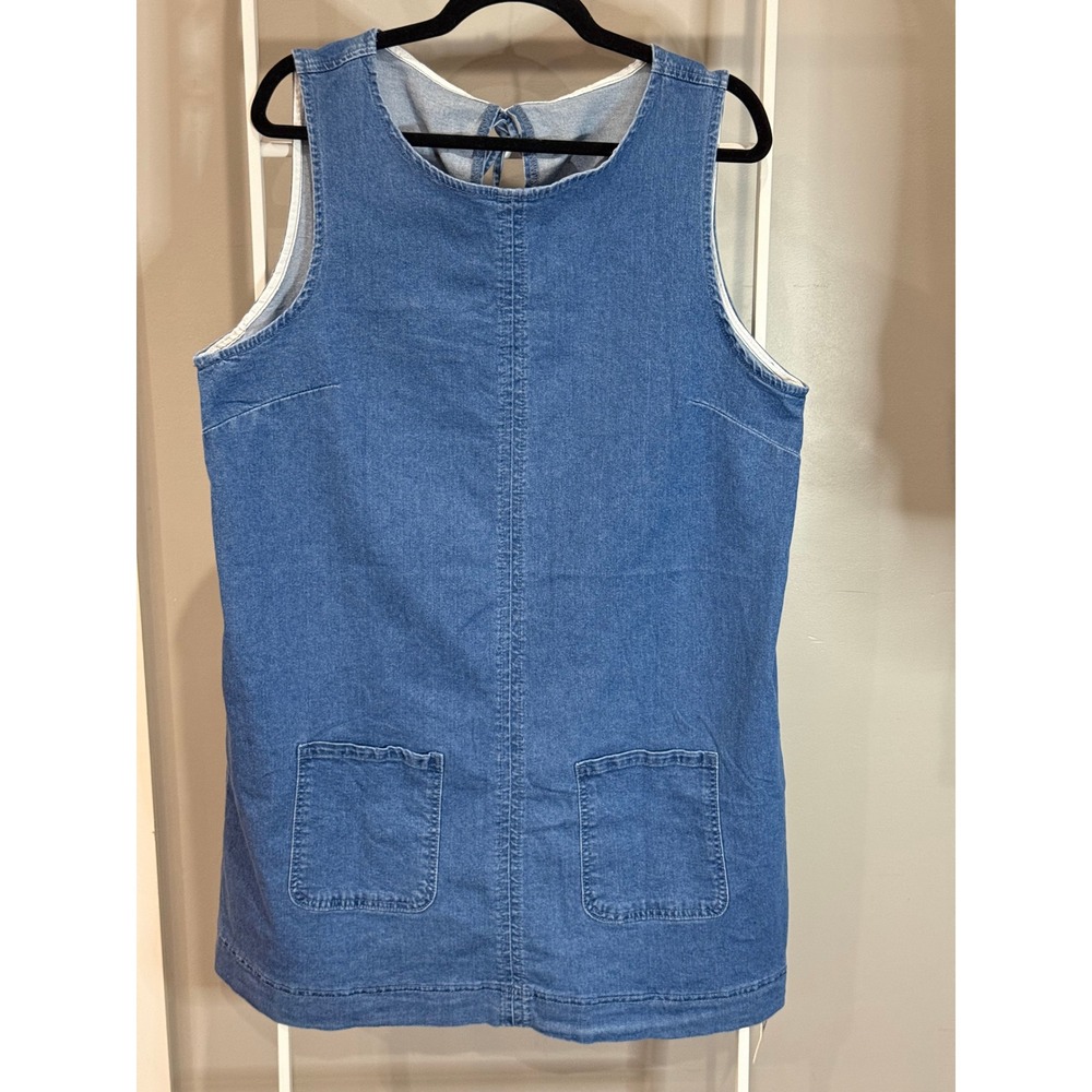 Eddoyee Blue Denim Dress XL Sleeveless Tie Back Mini NWT Minimalist Boho Coastal